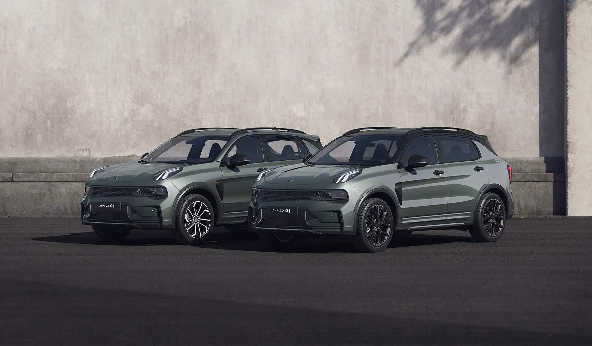 welkomst header met een Lynk & Co auto op een grijze achtergrond
